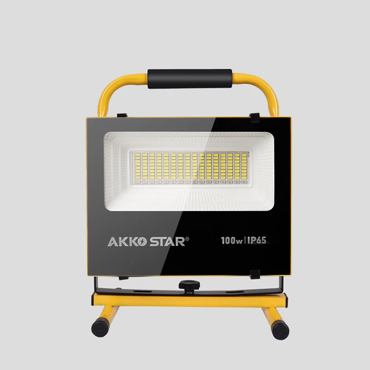 akkostar 100W LED solar rechargeable flood light 6500k
