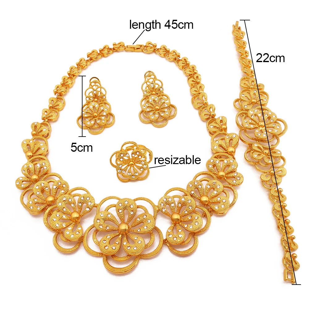 Wholesale Imitation Jewelry Sets 24K Gold Plated Indian Jewellery Bridal Jewelry Set