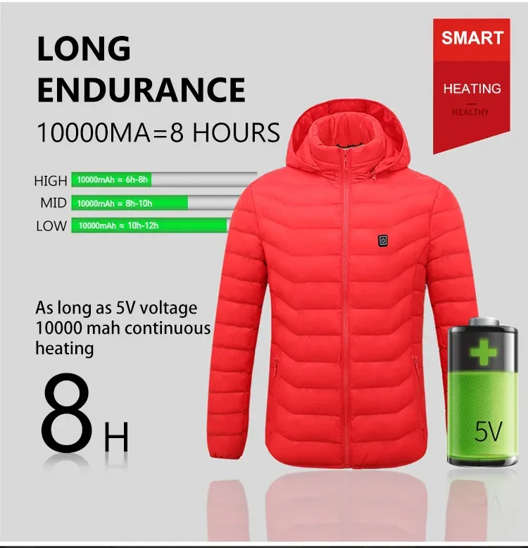 Custom Rechargeable Black Work Ski Riding Fleece Electric Usb Heater Jacket Winter Jacket Supplier With Heated For Men