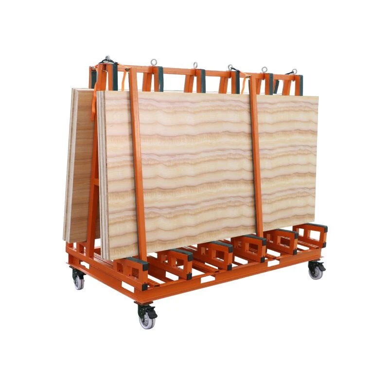 Double Sided granite A Shape Storage Rack Glass Mirror Transportation cart