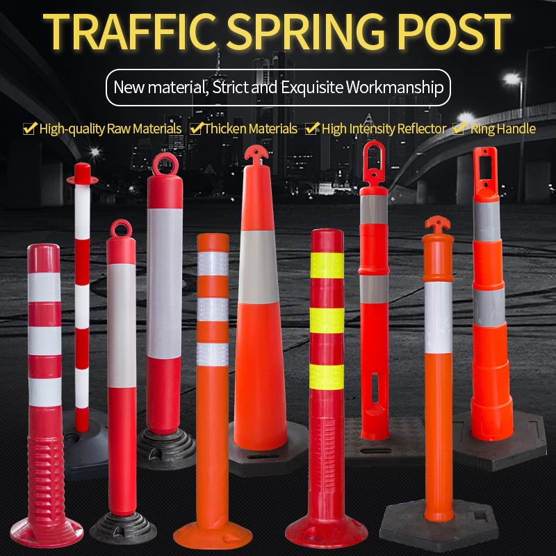 90cm EVA Flexible Traffic Post High Reflective Spring Delineator Warning Bollard for Road Use