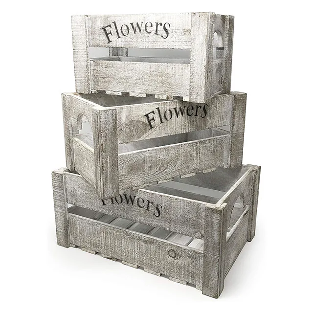 3-PC Set Wooden Boxes Planter Trough for Flower pots