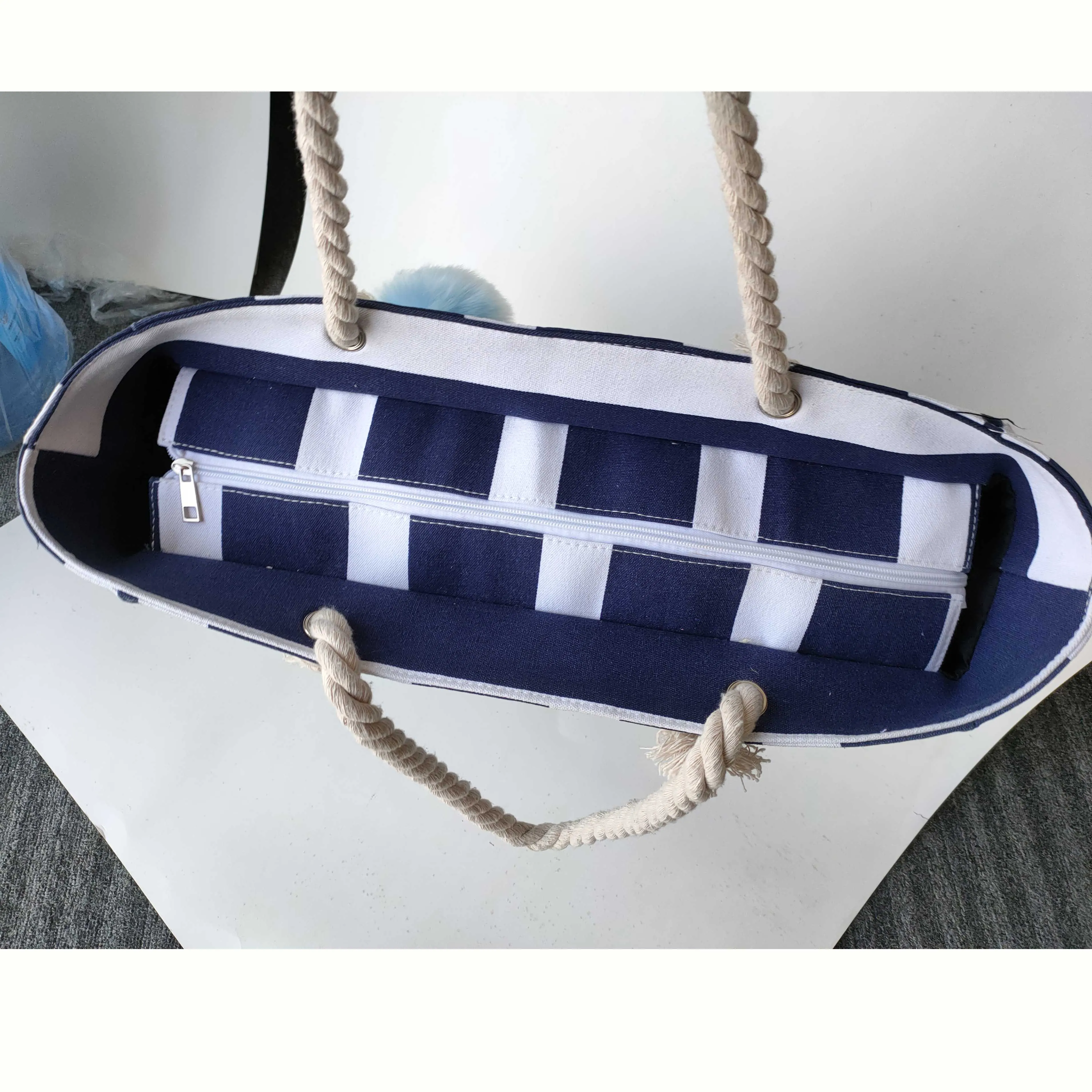 Designer Style Hand Bags Ladies Handbag Custom Stripes Shopping Canvas Tote Bag With Cotton Handles Beach Bag Women