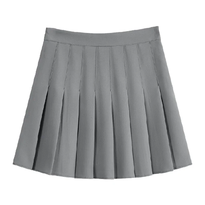Women Fashion High Waist Pleated Skirt Female Mini A-Line Stitching Button Bottom Girls Dance Skirts