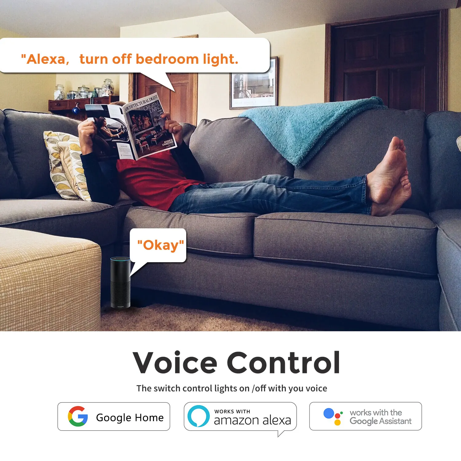 2 Gang Wifi Touch Switch Tuya Alexa Wireless Remote Control Light Dimmer Smart Switch