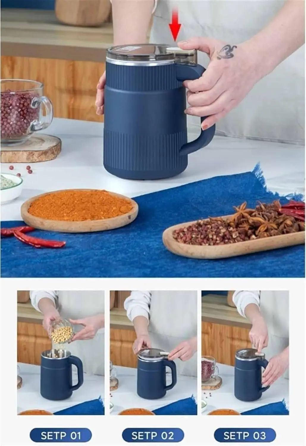 Stainless Steel Electric Seasoning Spice Coffee Grinder Multifunction Food Processors Smash Machine Coffee Grinder Machine