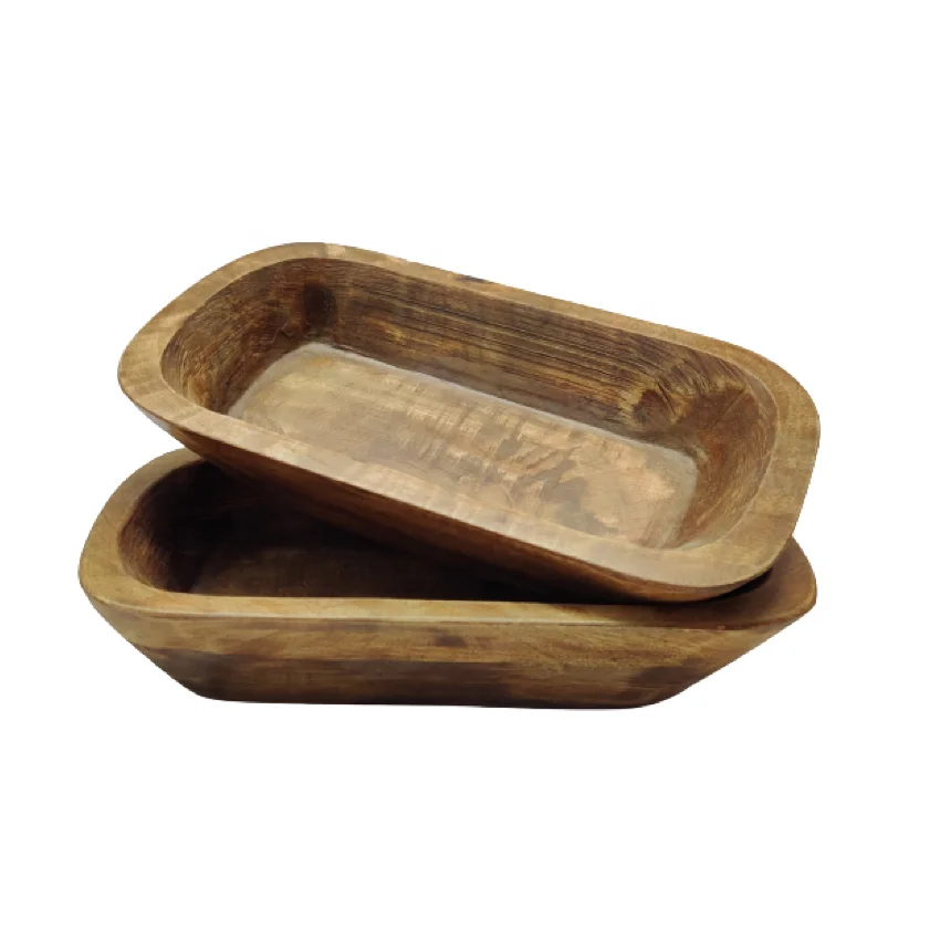 Dark Natural Candle container Rectangular Small Wooden bowl Multi-purpose Trendy-Design Handmade Eco-friendly Luxury Small Bowl