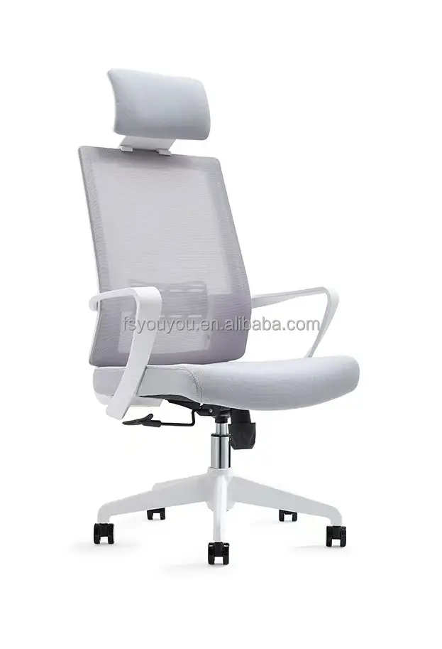 Project Solution Ergonomic High-Back Executive Boss Office Chair Modern Design White Frame Mesh Fabric Lift Chair