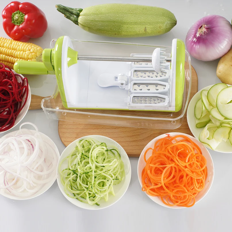 Plastic suction base ensures stability with container new design hand held spiralizer factory price spiral vegetable slicer