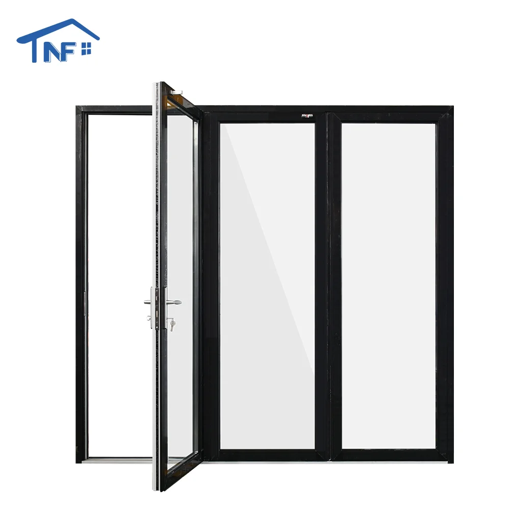 German Hardware Waterproof Residential Double Glazed Design aluminum frame folding door