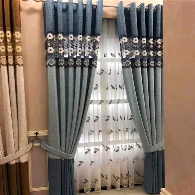 Занавески готовые из полиэстера с цветочной вышивкой для отеля или дома