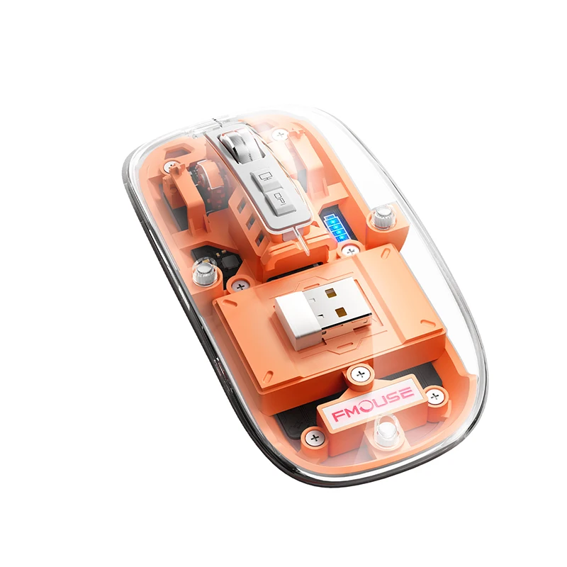 Custom LOGO 3 Modes Transparent unique Wireless Mouse For Desktop Notebook 5D Rechargeable Magnetic Quiet Mice