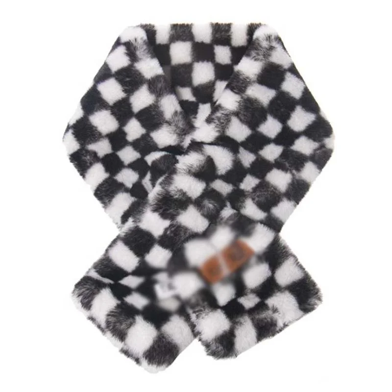 hot selling womens black white plaid winter warm outdoor scarf