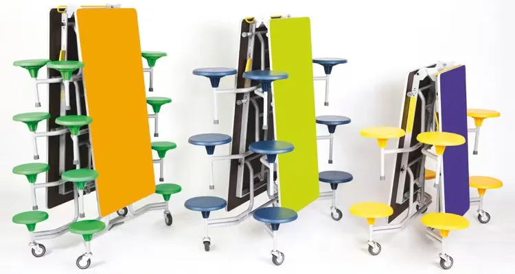 College Student School Furniture Folding Canteen Table and Bench Set for Student