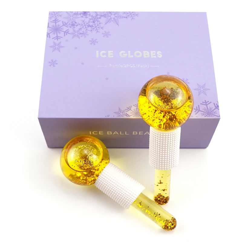 Высококачественное стекло уменьшает отечность и головную боль, мини-золотые ледяные шарики для массажа лица