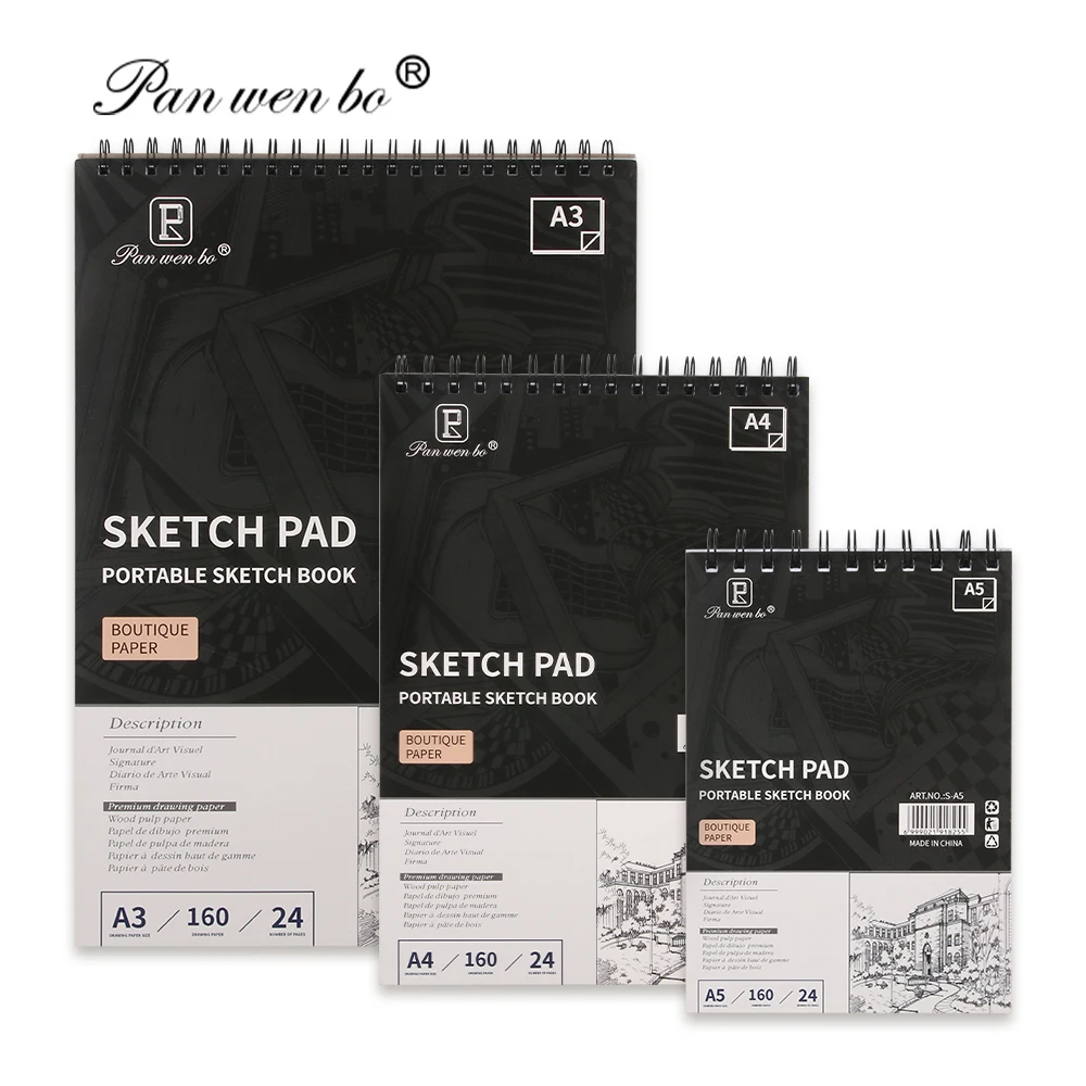 Panwenbo Art Drawing Paper School Supplies A4 Sketchbook Smooth Painting Medium 156GSM Sketch Book For Artist