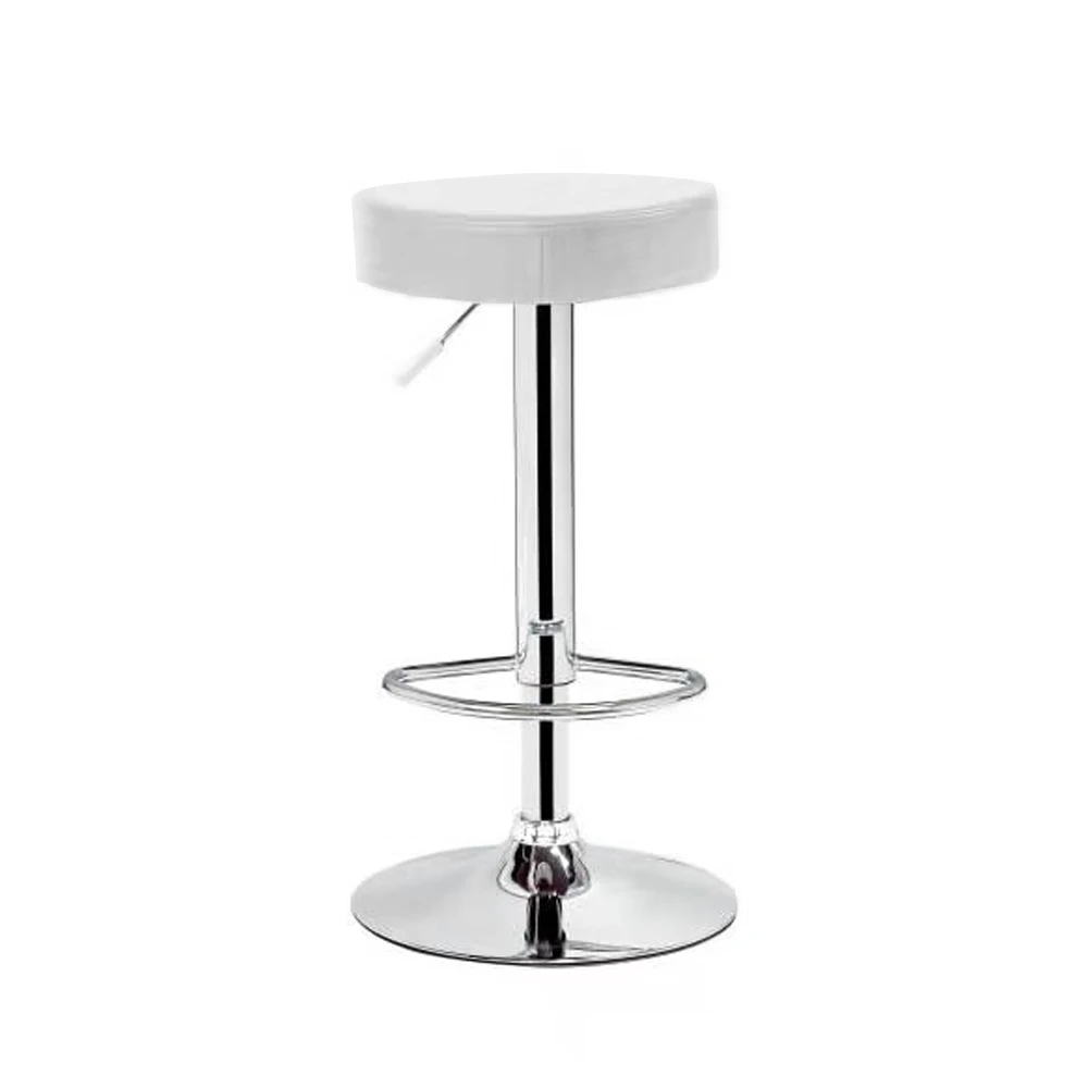 Simple Design Backless Round PVC Seat Bar Stool with Footrest