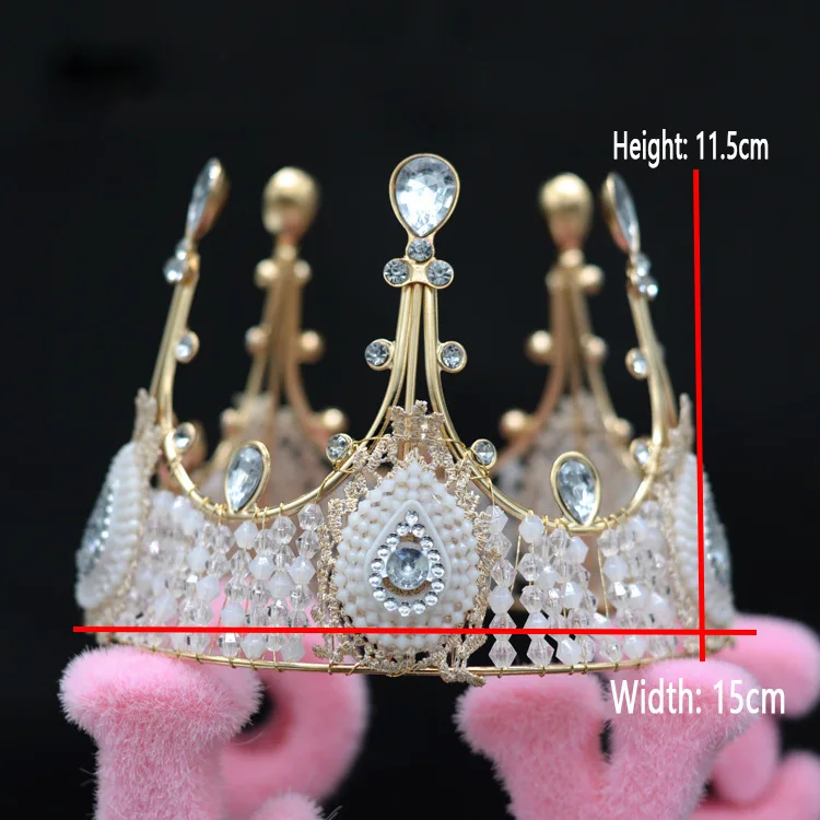 
Bride Europe and America Retro Crystal Handmade Big Crown Hair Accessories Queen Crown Bridal Headdress Wedding Flower Accessori 