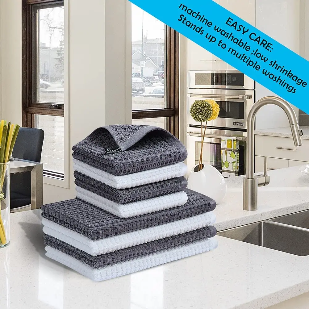 Custom Kitchen Towel Set 100% Cotton Super Absorbent Kitchen Tea Towel Set Durable Best Kitchen Towel and dish Rag Set