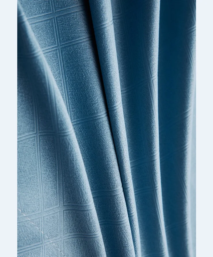 Cheap High Quality Super Triple Weaving Artwork Embossing Plain Blackout Curtain Fabric