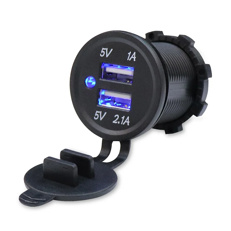 12v Dual usb Port Charger Outlet plug socket Screw Lock For Boat Marine Caravan RV