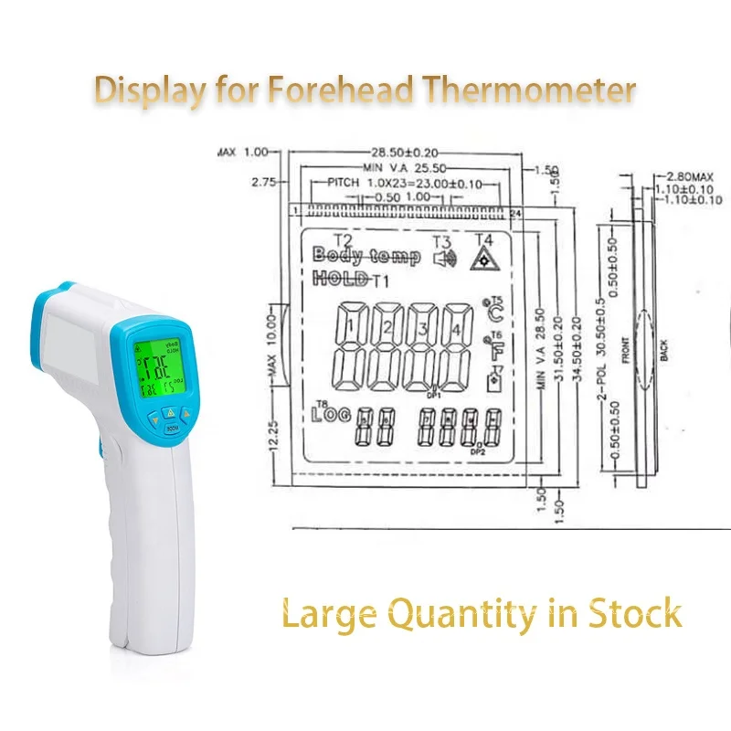 Segment Display for Forehead Infrared Thermometer Forehead Thermometer LCD Display