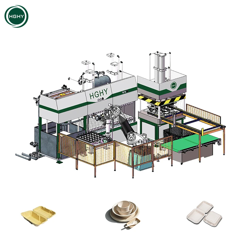 Tableware Production Line Of Sugarcane Bagasse Paper Plate take away box packaging Disposable Lunch Box Tableware Making Machine
