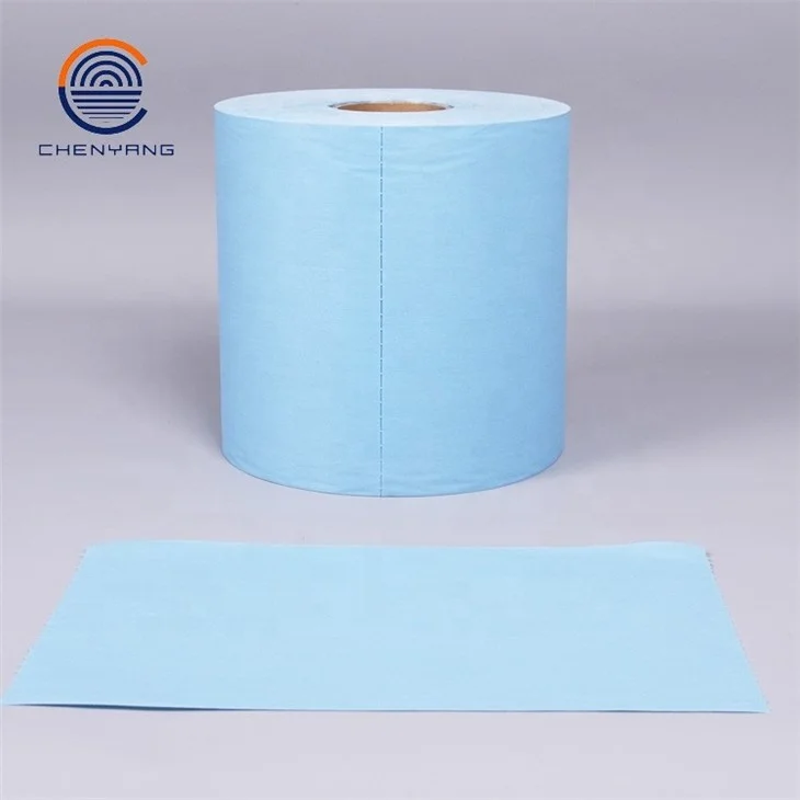 Rolled wipes blue woodpulp polyester laminated spunlace wipe roll