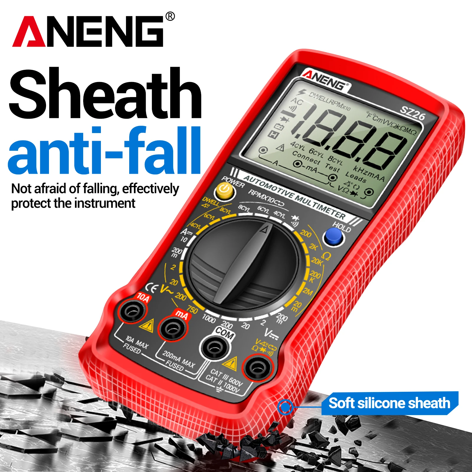 ANENG SZ26 Multitester Closed Angle Measure Auto Repair Multimeter Speed Diode Meter Ohmer Ammeter 1999 Count Car Tester Tools