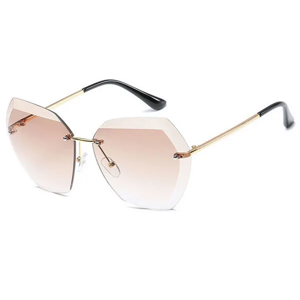 New Fashion Famous Brand Designer UV400 Metal Frame Female Trendy Rimless Ocean Lens Women Shades Sun Glasses Sunglasses 2021
