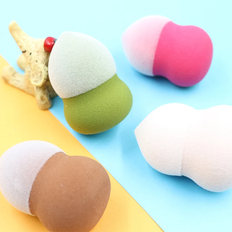 wet and dry dual use cute double color gourd shaped  Beauty Facial Cosmetic Puff Foundation Blending Makeup Sponge