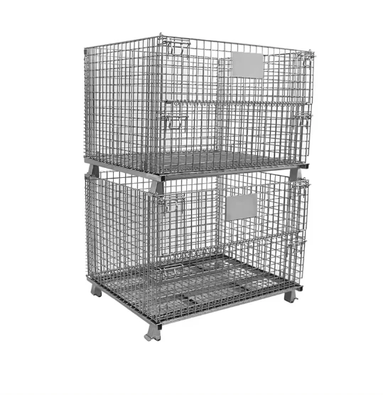 Customized Collapsible Stacking Cage Industrial Wire Baskets Forklift Cage Heavy Duty Cage Mesh Wire Container