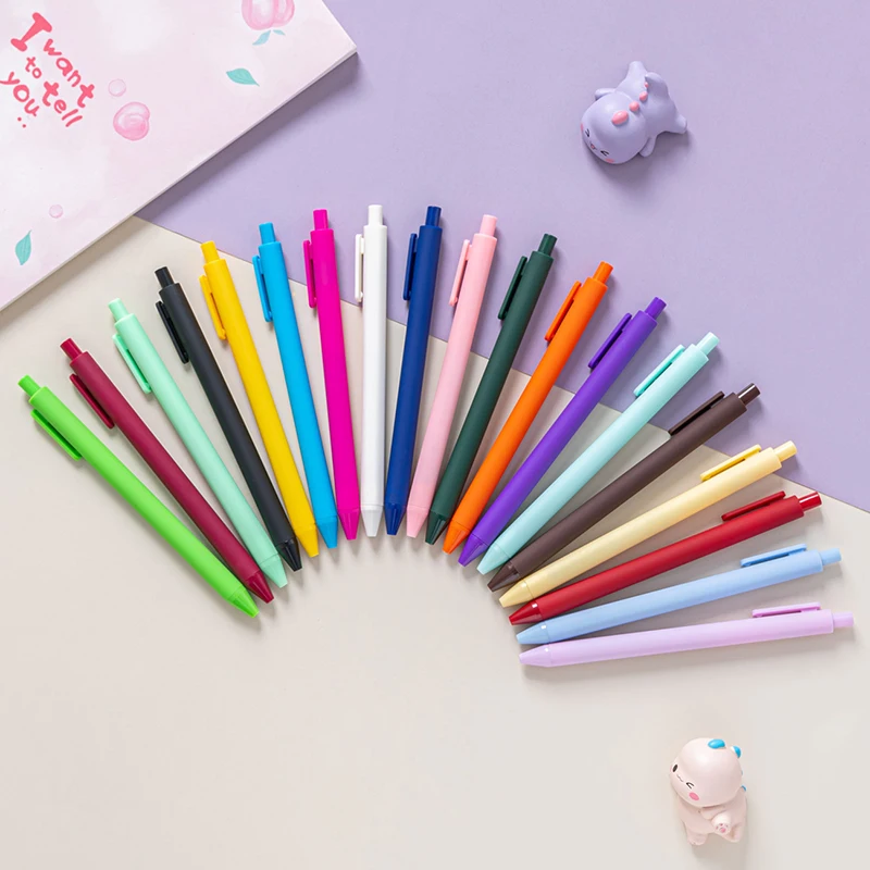 2025 Custom Cute Blue Black Ink Pens Multicolor 0.5mm Writing Width Gel Pens Morandi Macaron Colors Plastic Pens for Students