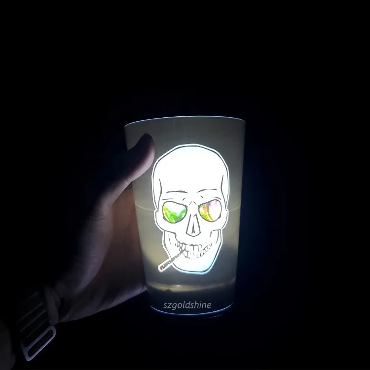 Custom Logo Water Activated Led Cup 12OZ/14OZ/16OZ Drinking Glow Cup Promotion Led Glass Drinking Cup Liquid Activated