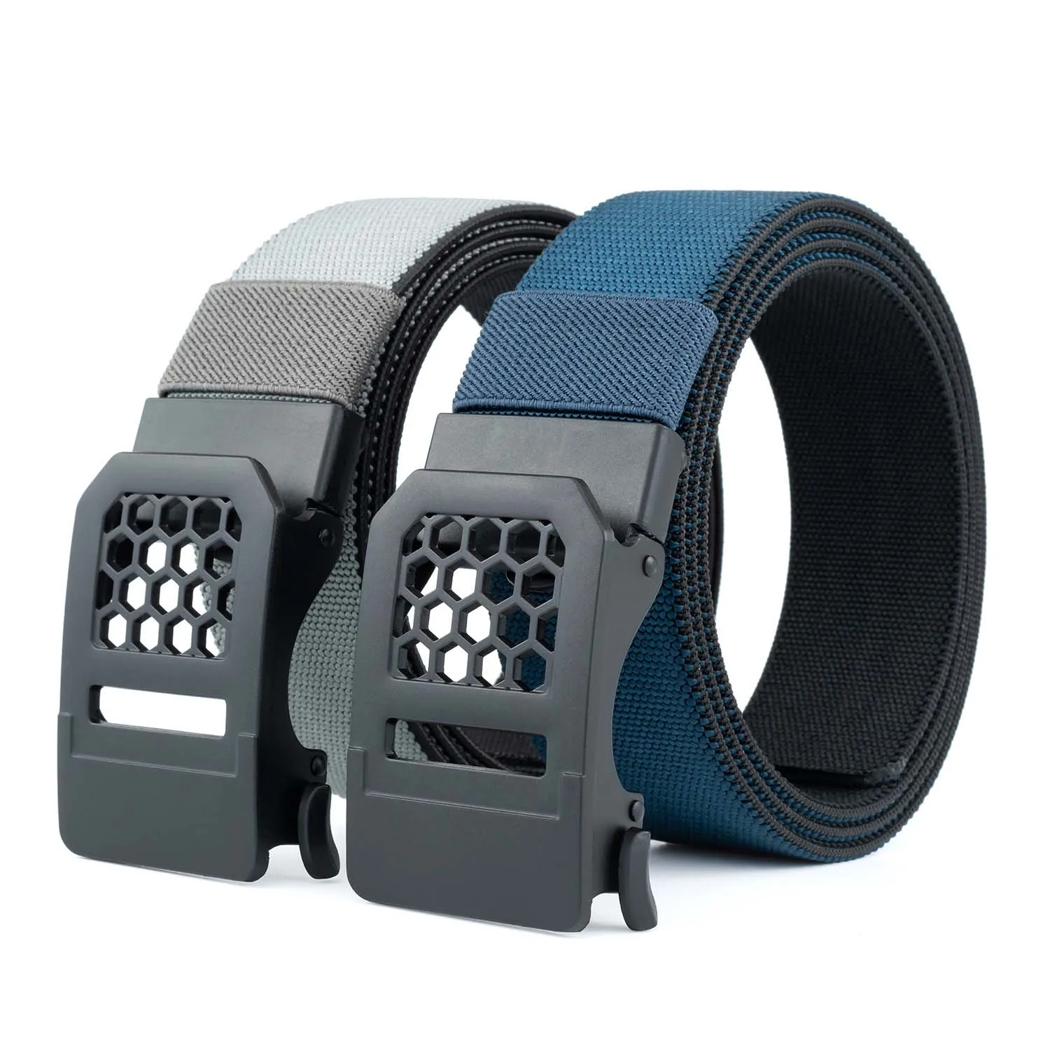 Factory Manufacturer High Quality Hypoallergenic Elastic Nylon Tactical Belt with Hive Pattern Zinc Alloy Automatic Buckle