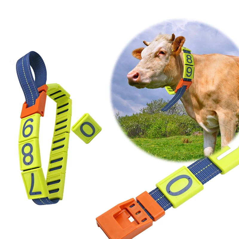Reflective Cattle Collar Neck Strap With Number Adjustable Cow Strap Collar for Animal Tracking Management