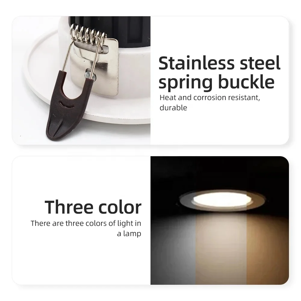 220V Three Colors Changeable LED Downlight Recessed 5W LED Spotlight LED Ceiling Lights Indoor Lighting Warm White Nature White