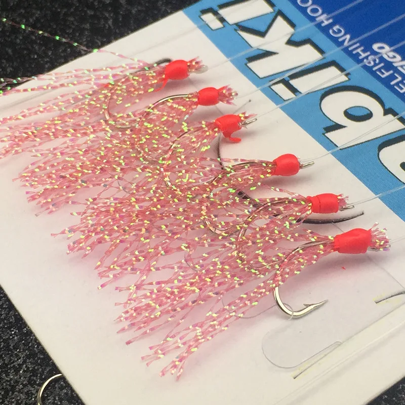 Wholesale Sea Fishing Lure Sparkle and Glitter Flsher Sabiki Rigs Luminous Beads Fish Skin Sabiki 6 hooks Sabiki Rigs