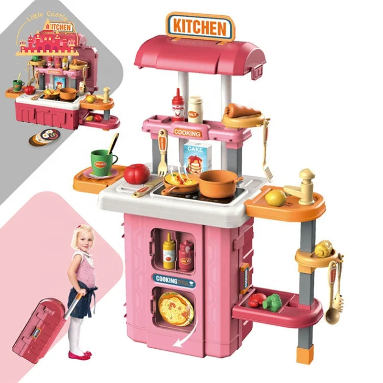 Newest Pretend Children Plastic Play Kitchen Toys Tableware Trolley Case with Hair Dryer SL10D066