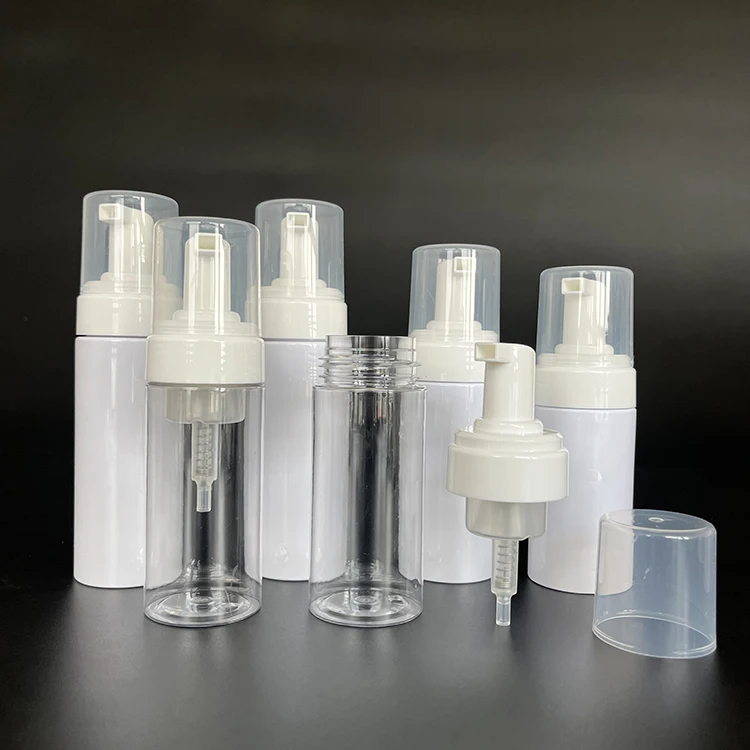 Wholesale 50ml 100ml Clear Dispenser Soap Foam Foaming Pump Bottle with Transparent Caps