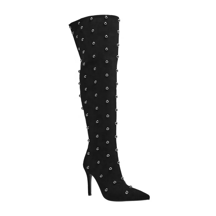 Fashion New High heel Black Genuine Leather Pointed Toe Women Winter Boots