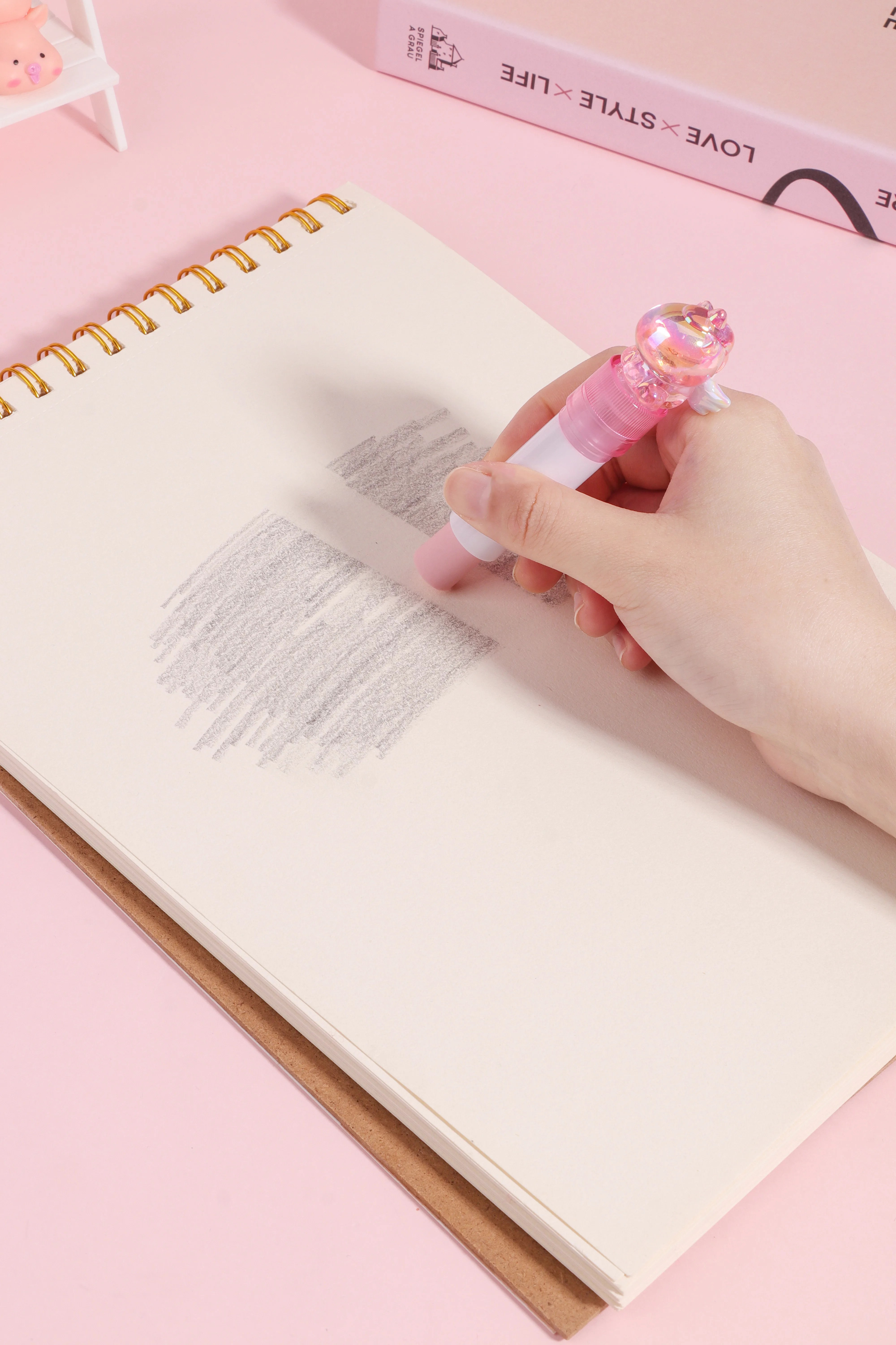 kawaii school stationary accessories cute kids Cute Colorful Shareware crystal horse Lipstick eraser for children