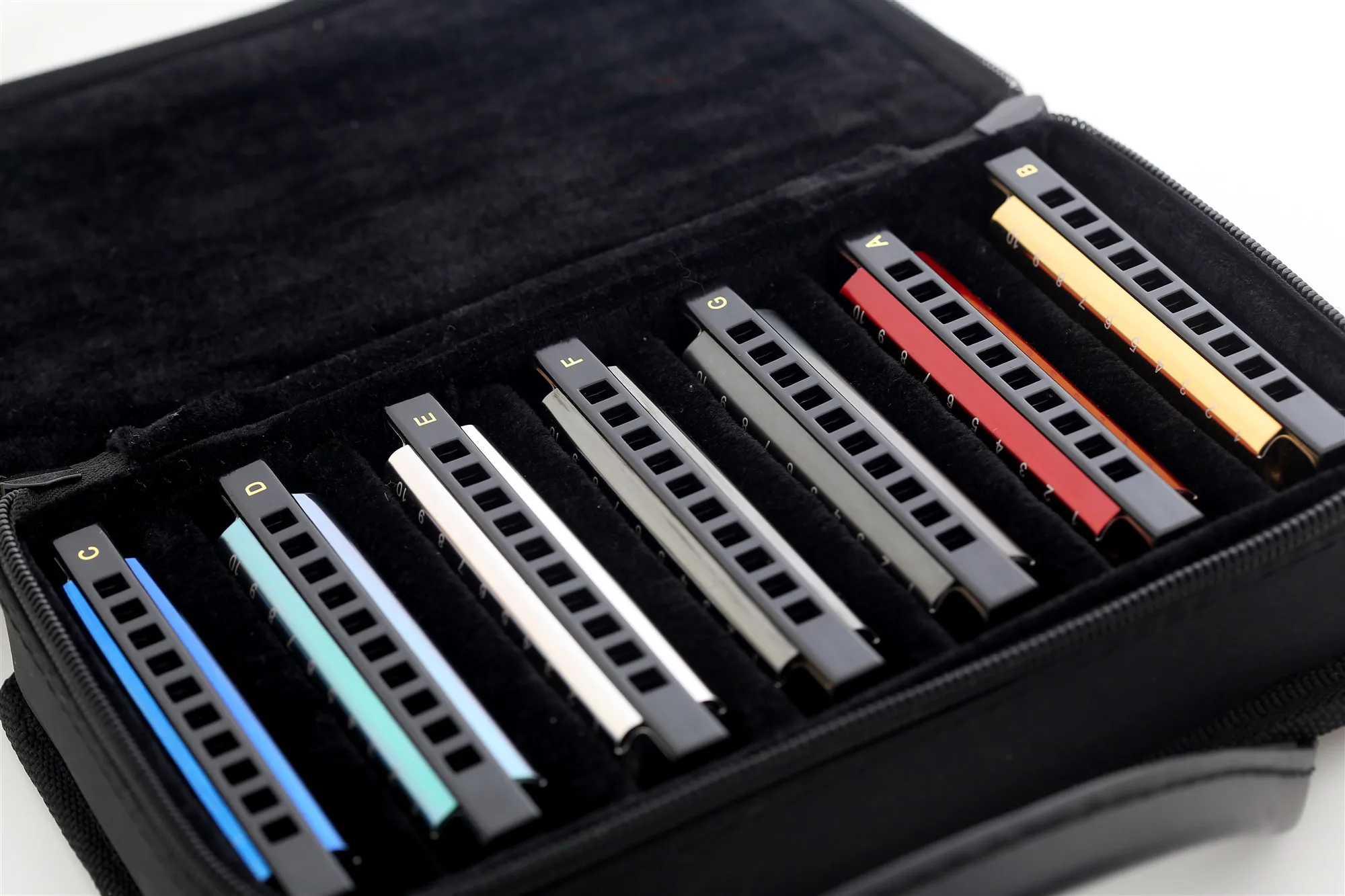
T003 east top 10 hole blues harmonica set custom colourful mouth organ blues harp 