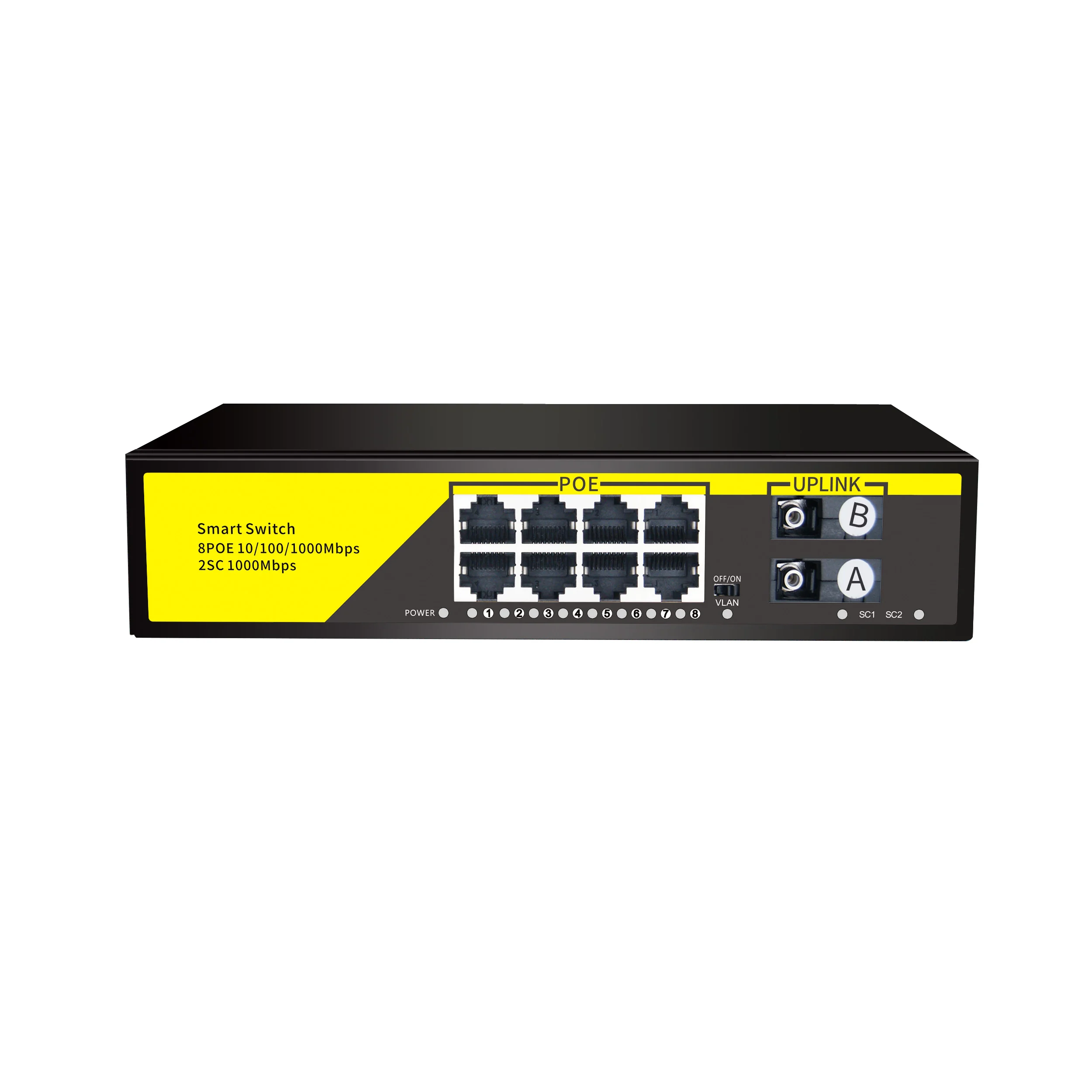 Hot selling OEM/ODM high quality 8 port fiber gigabit poe switch for HD CCTV system
