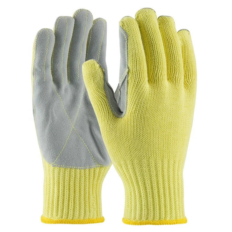 Swelder Heavy Weight Aramid Cut Resistant Working Glove with Leather Aramid Fiber 1414 and Cow Split Leather Palm EN388 ZY-CR007