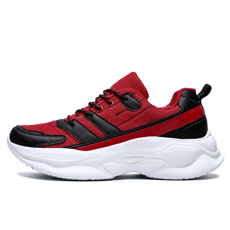 
China factory Black color large size breathable mesh running shoes human race mens fasion sneakers 