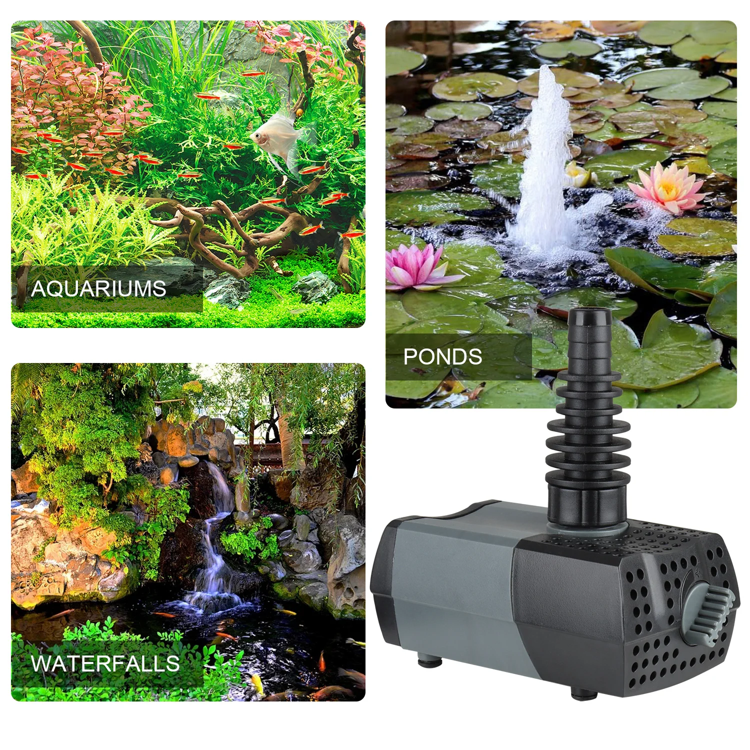 Heto Aquarium pump,370GPH Submersible  pump  High Lift Water pump for Aquariums,koi pond pump