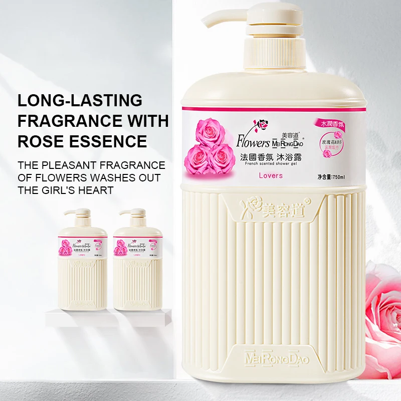 Private Brand Organic Coconut Oil Rose Extract Body Wash Shampoo Set nourishes the body deeply cleansing and moisturizes