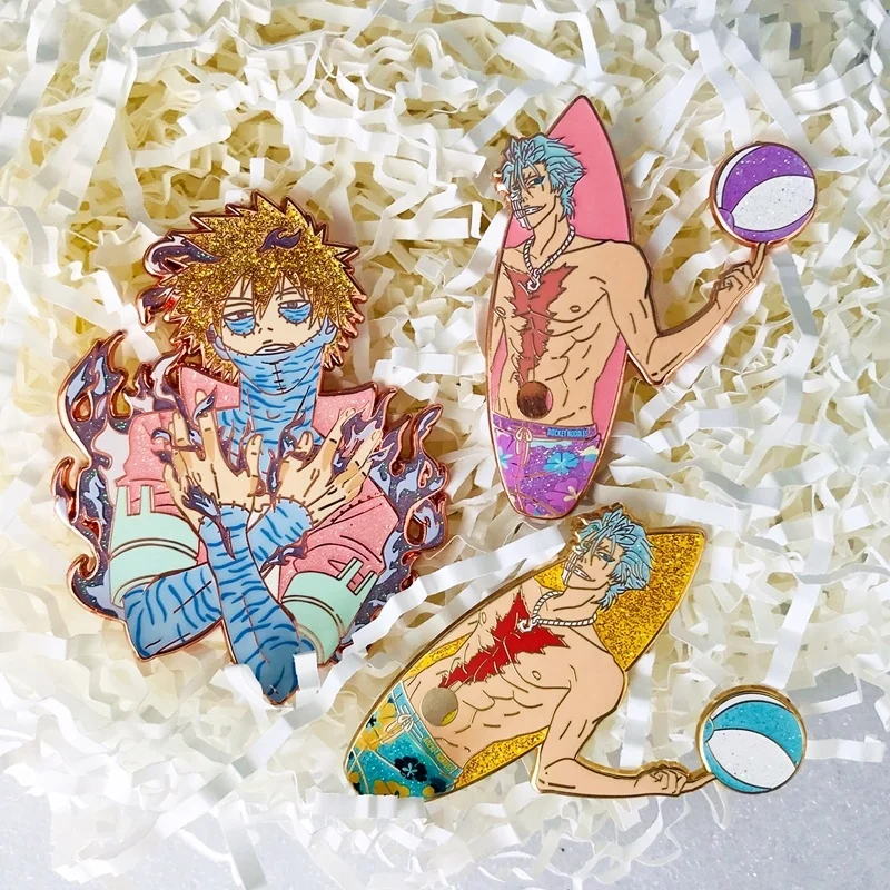 Оптовая продажа, булавки для лацканов, персонализированные, аниме фантазия, жесткая эмалированная металлическая эмалированная булавка, блестящая булавка