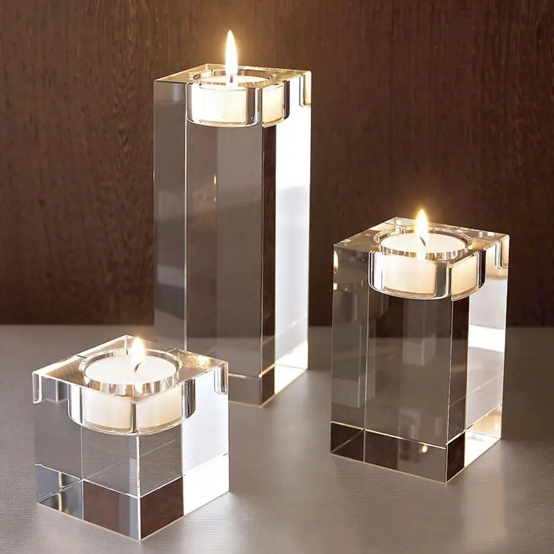 Home Decoration Crystal candlesticks for candles Crystal Tea Light Centerpieces Wedding Table Centerpieces Candle Holders Stand